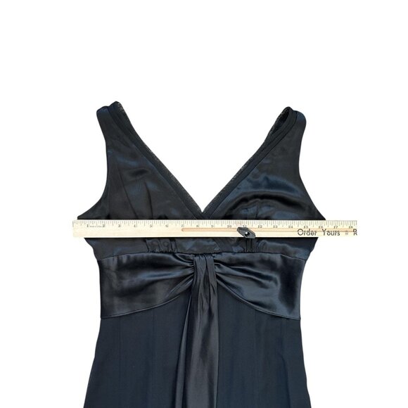 Maggy London Dress Womens 6 Black Silk Fit Flare Sleeveless V Neck Cocktail - Picture 4 of 7